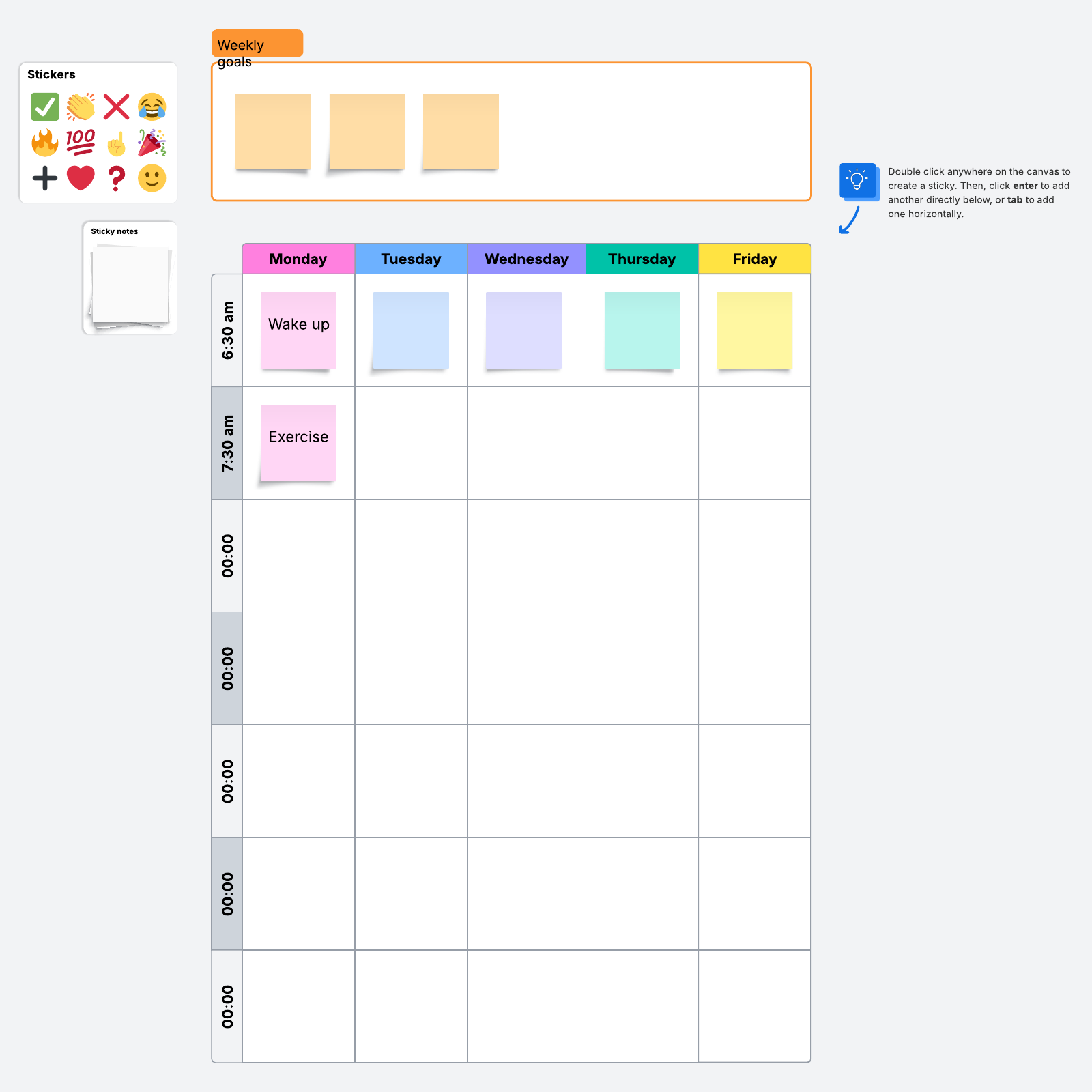 weekly schedule template monday friday