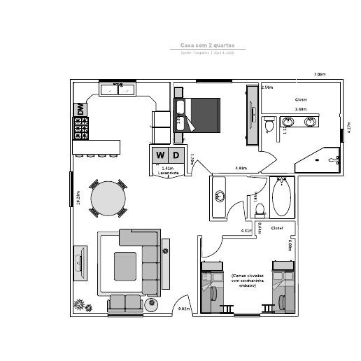 Ir para o modelo Casa com 2 quartos