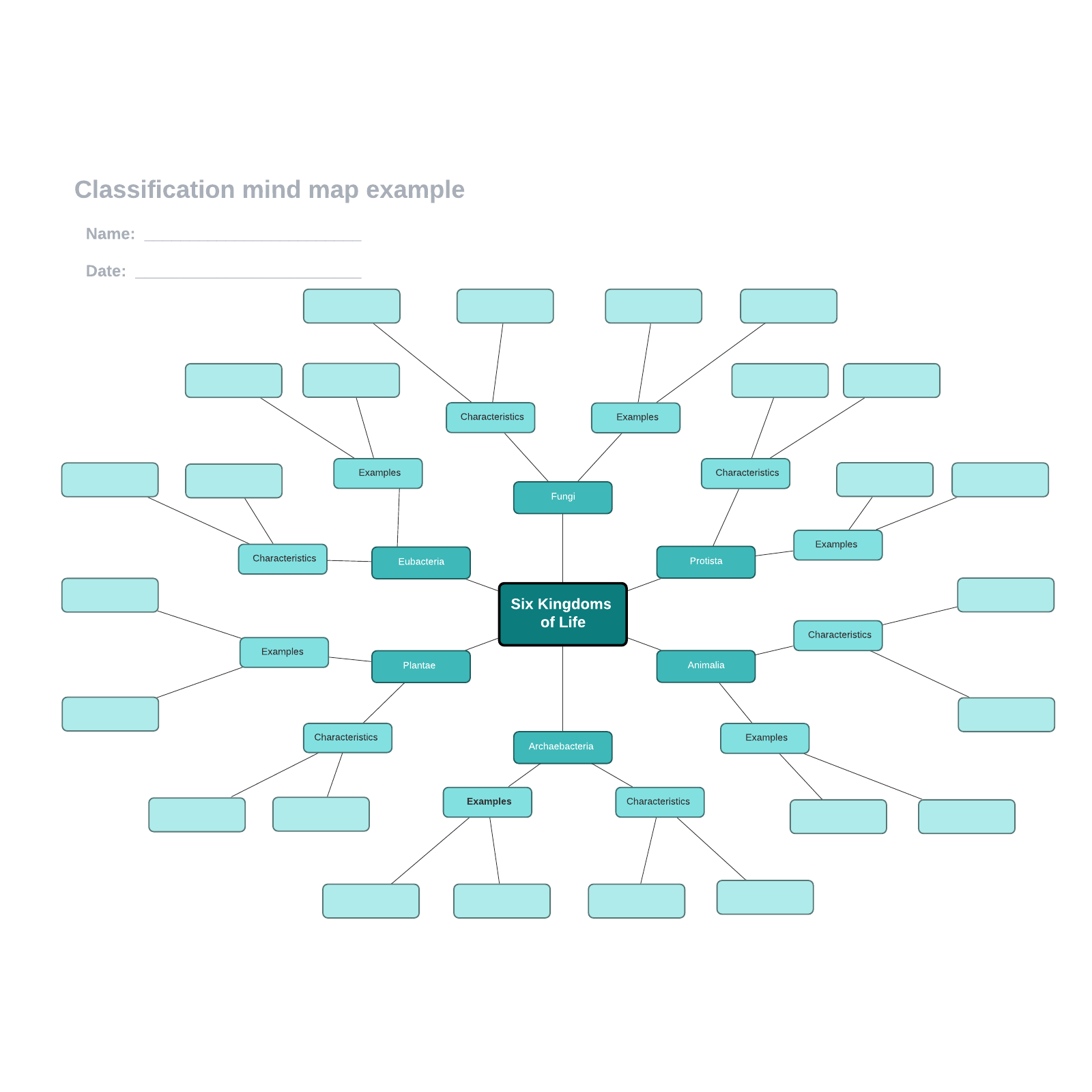 Classification mind map example example
