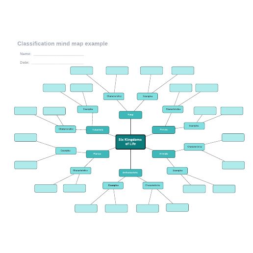 Go to Classification mind map example template