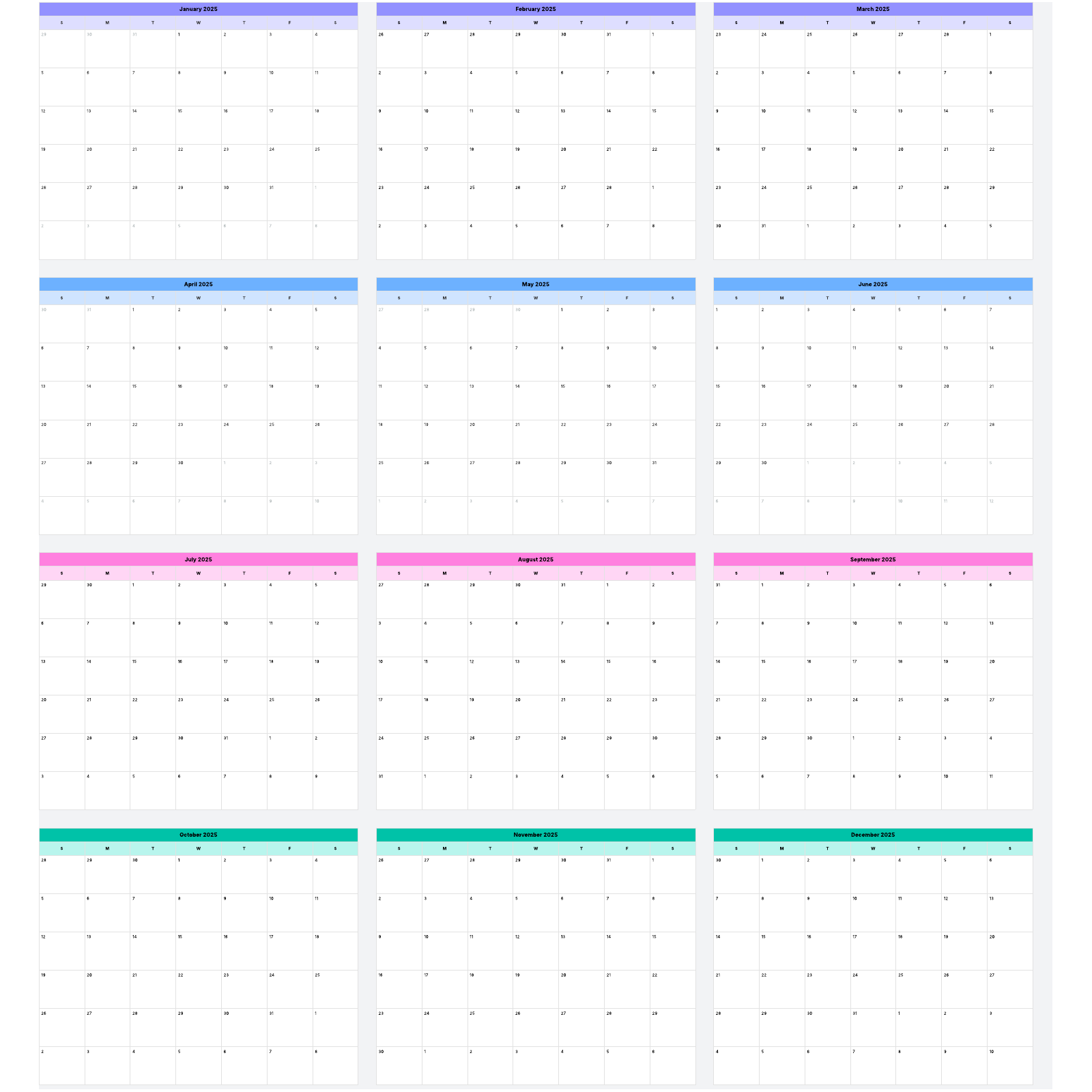 annual calendar template