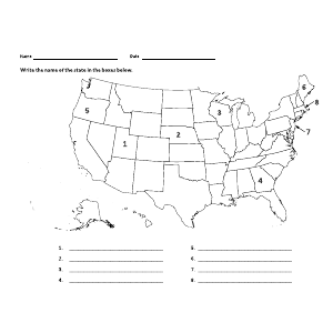 US states geography printable quiz | Lucidedu