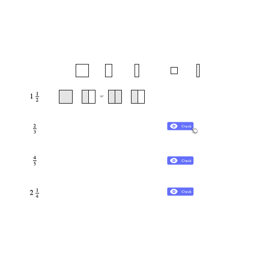 Go to Modeling fractions and mixed numbers template