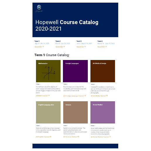 Go to Course Catalog template