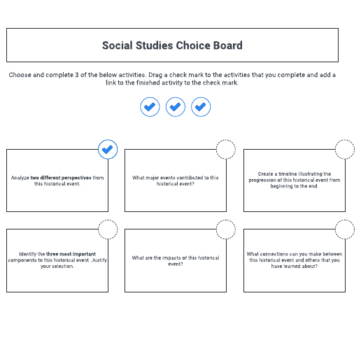 Go to Social studies choice board template