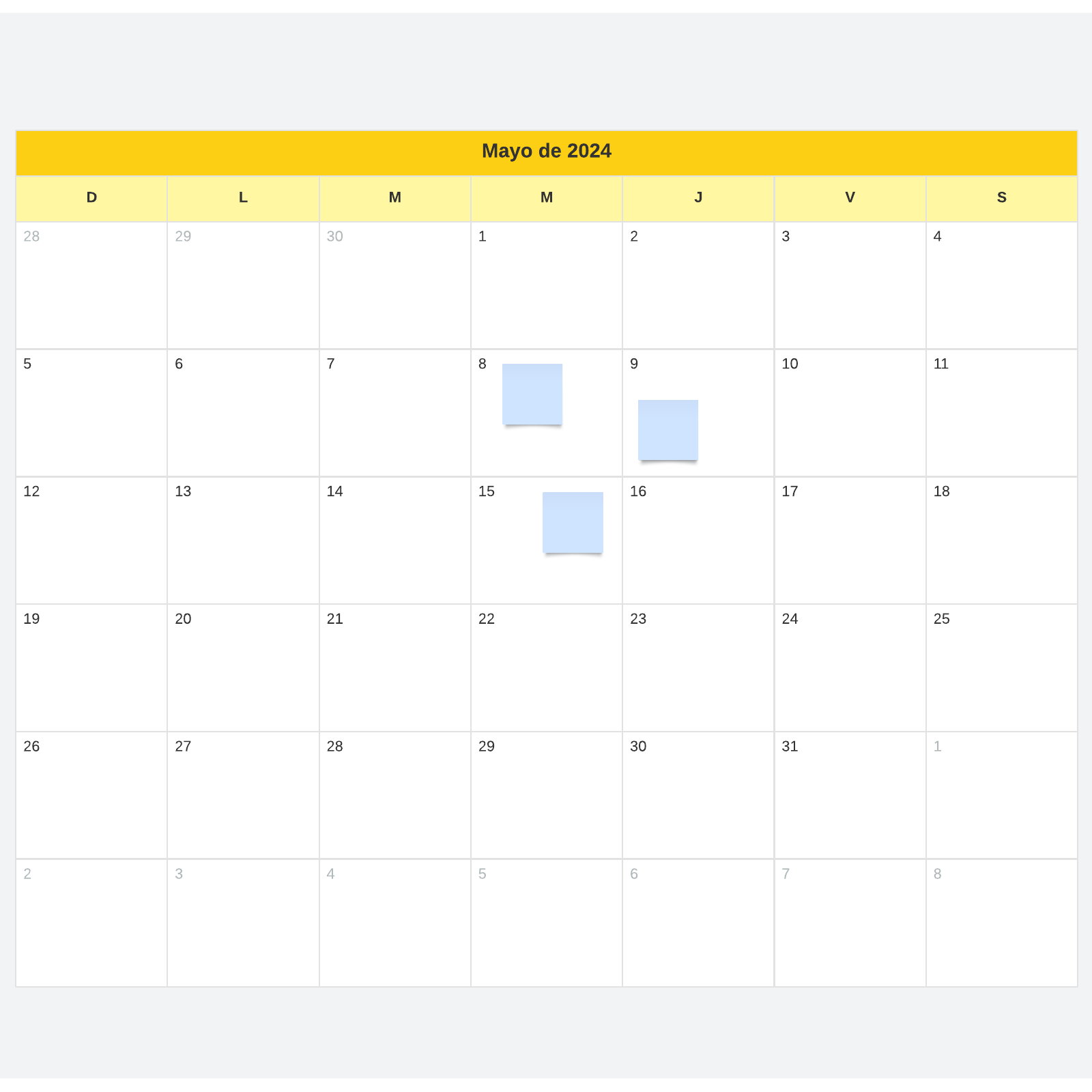 plantilla de calendario mensual