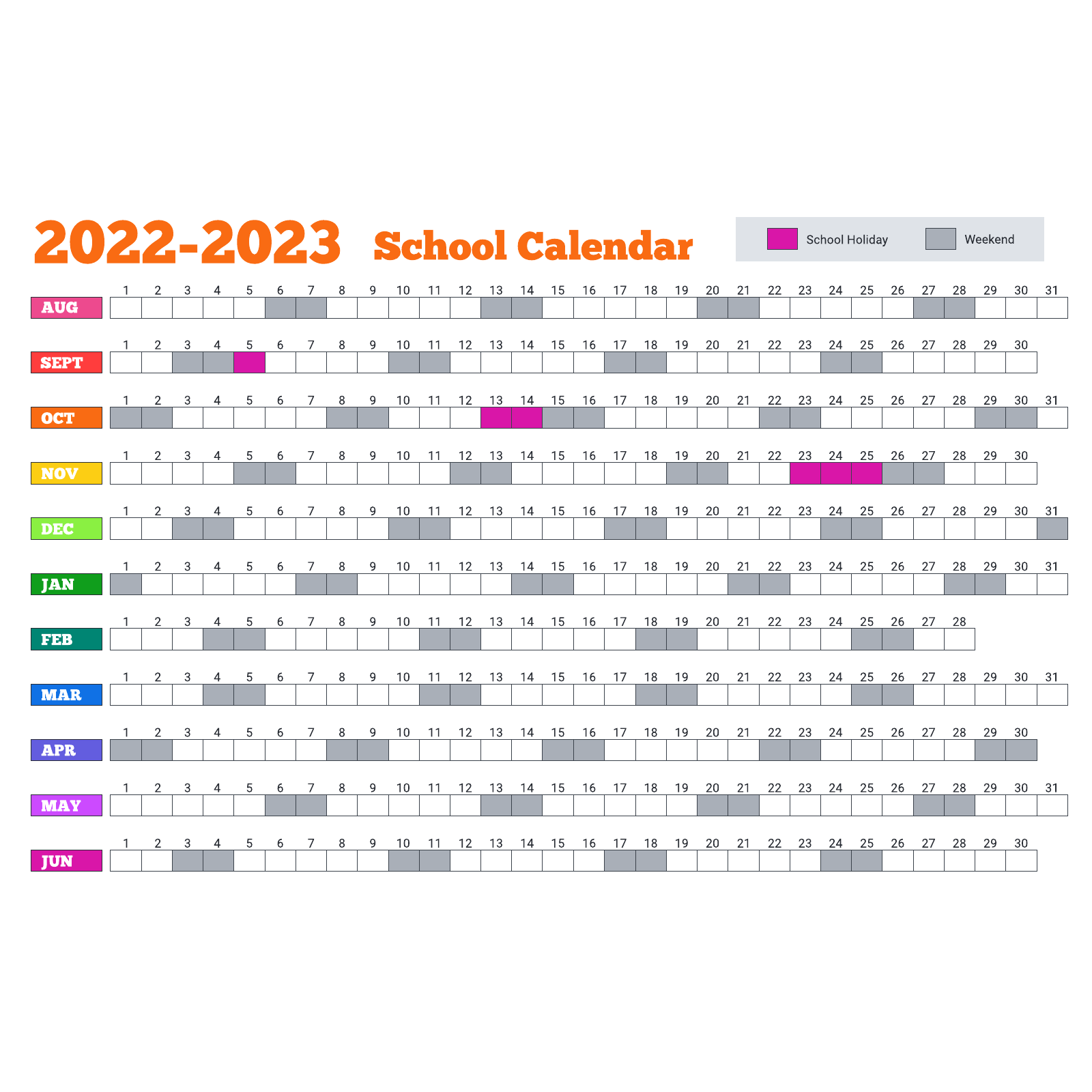 School year calendar example