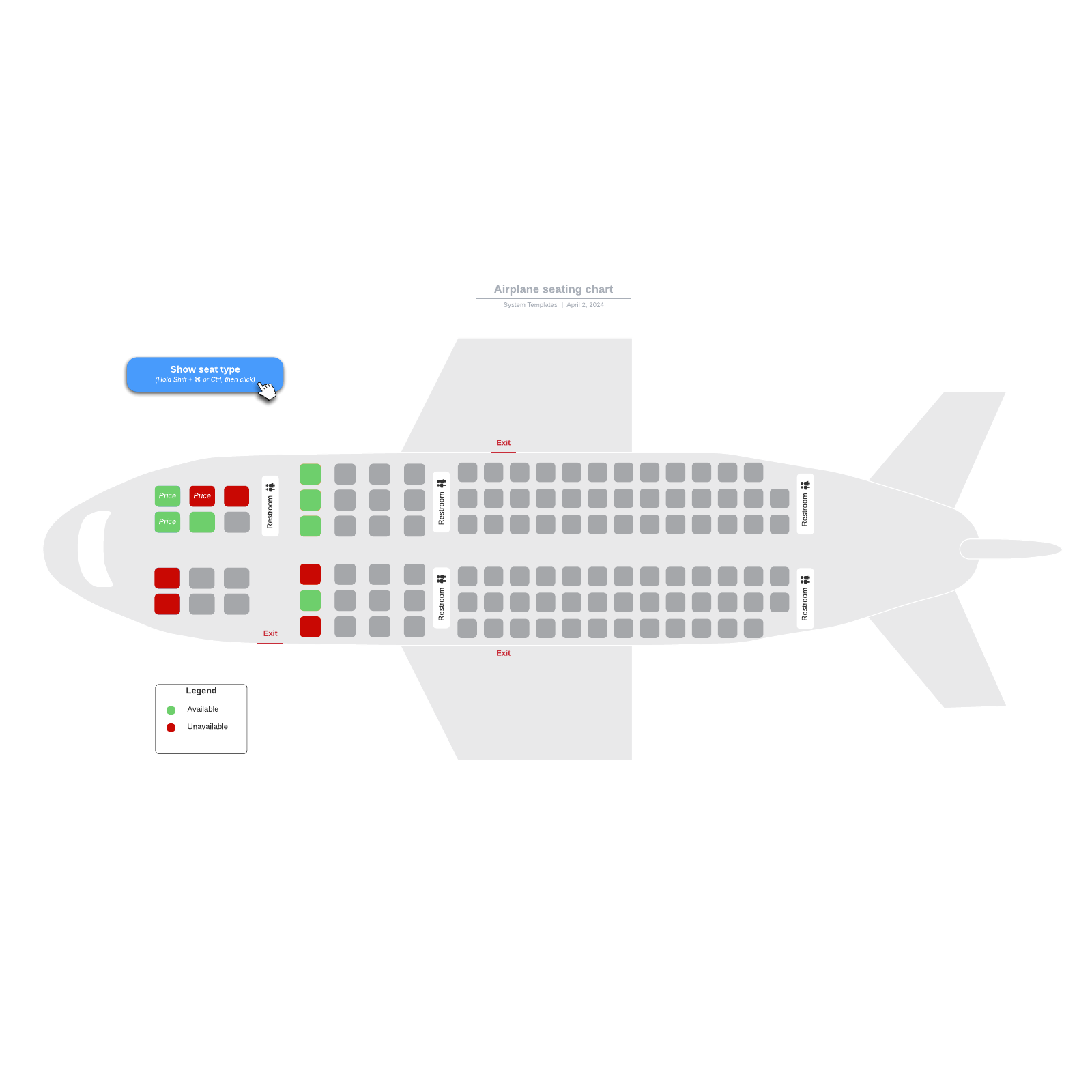 Airplane seating chart example