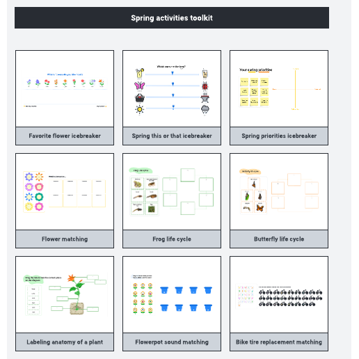 Go to Spring activities toolkit template