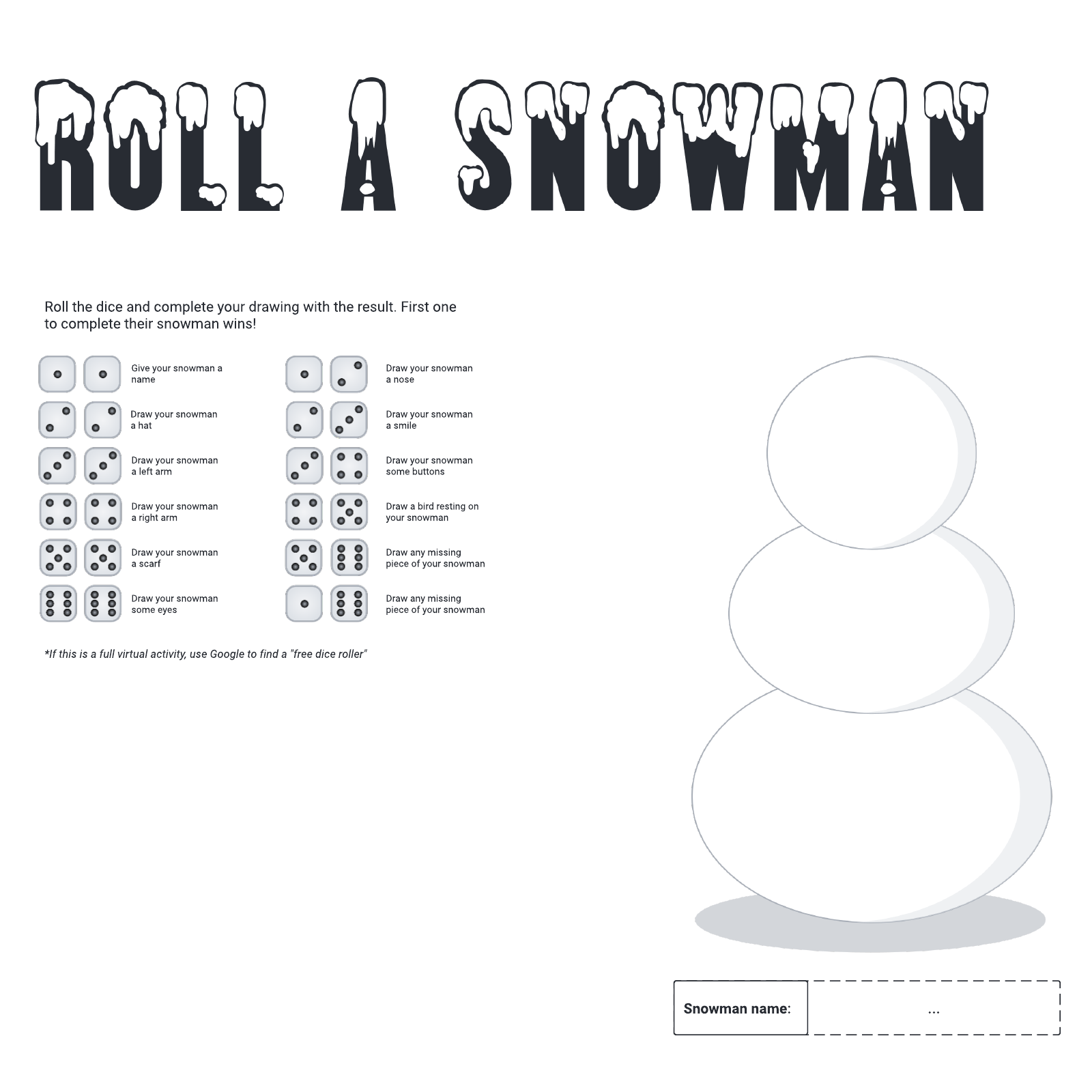 Roll a snowman example