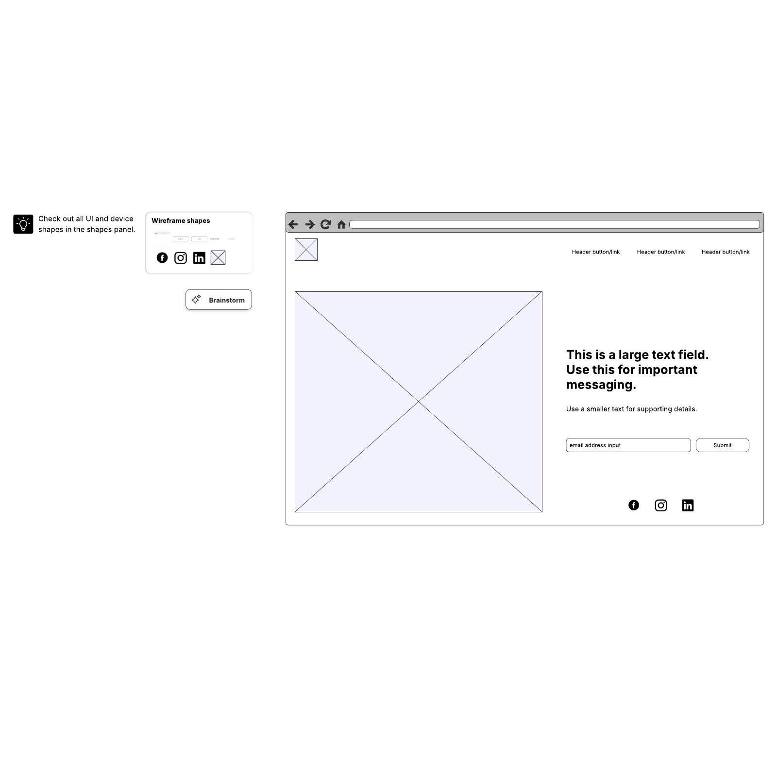 Landing page wireframe example