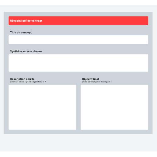 Accéder au modèle Récapitulatif de concept