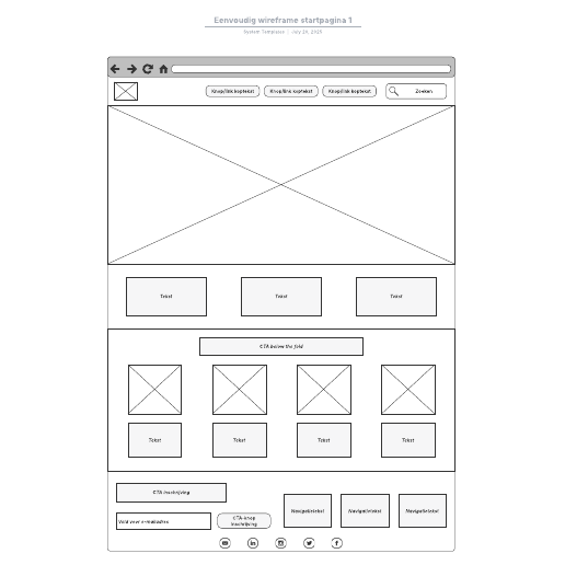 Ga naar het Eenvoudig wireframe startpagina 1-sjabloon
