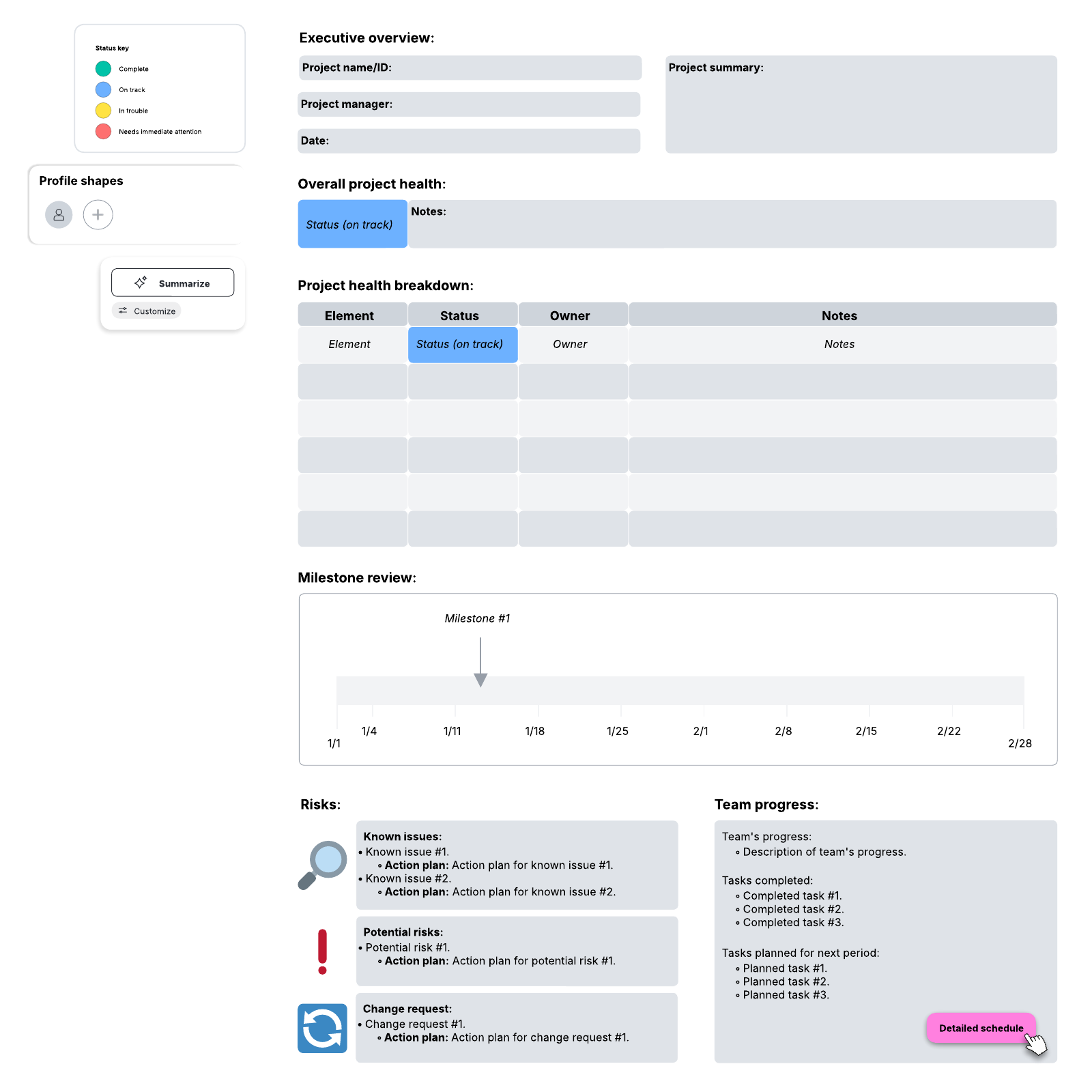 status report template excel