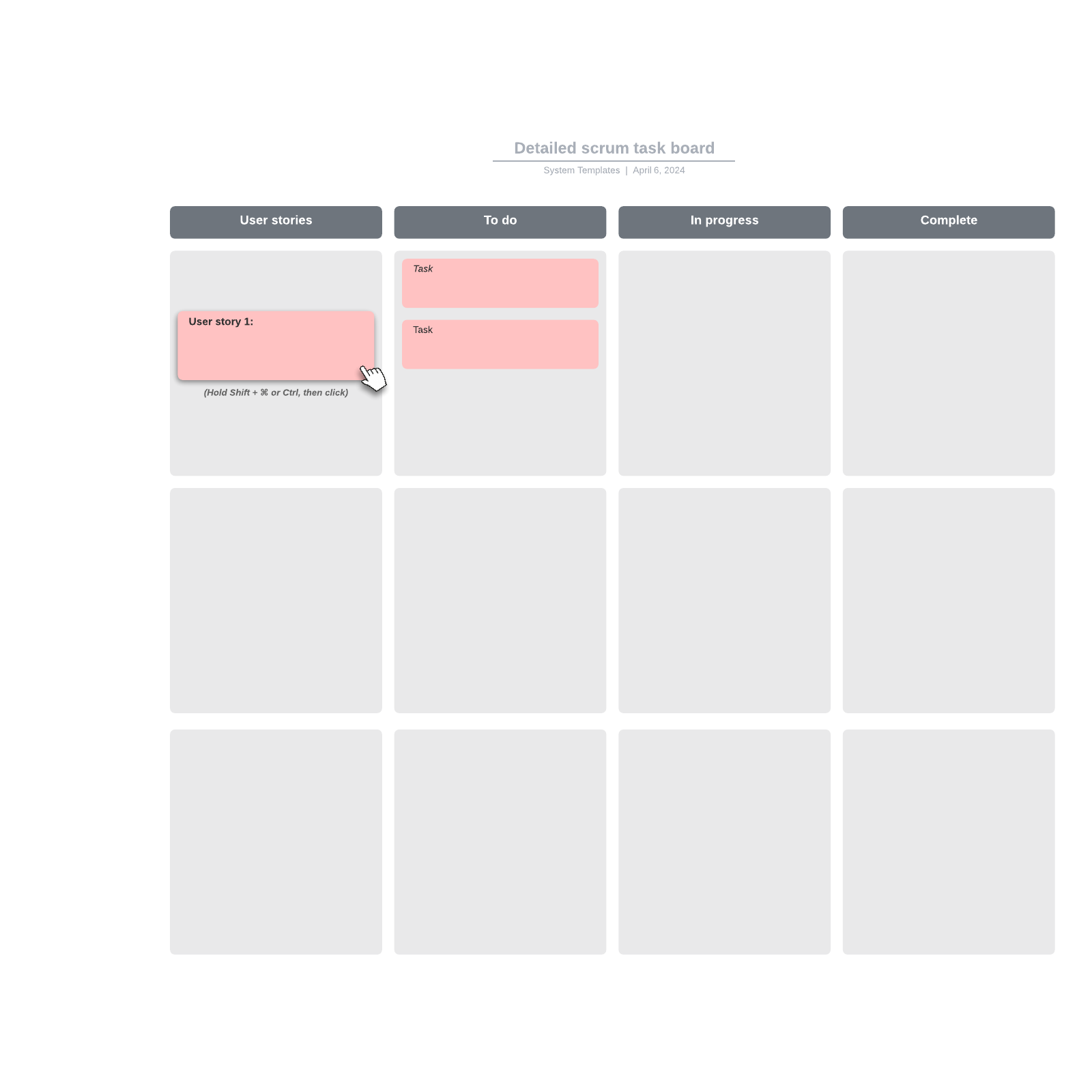 Detailed Scrum task board example
