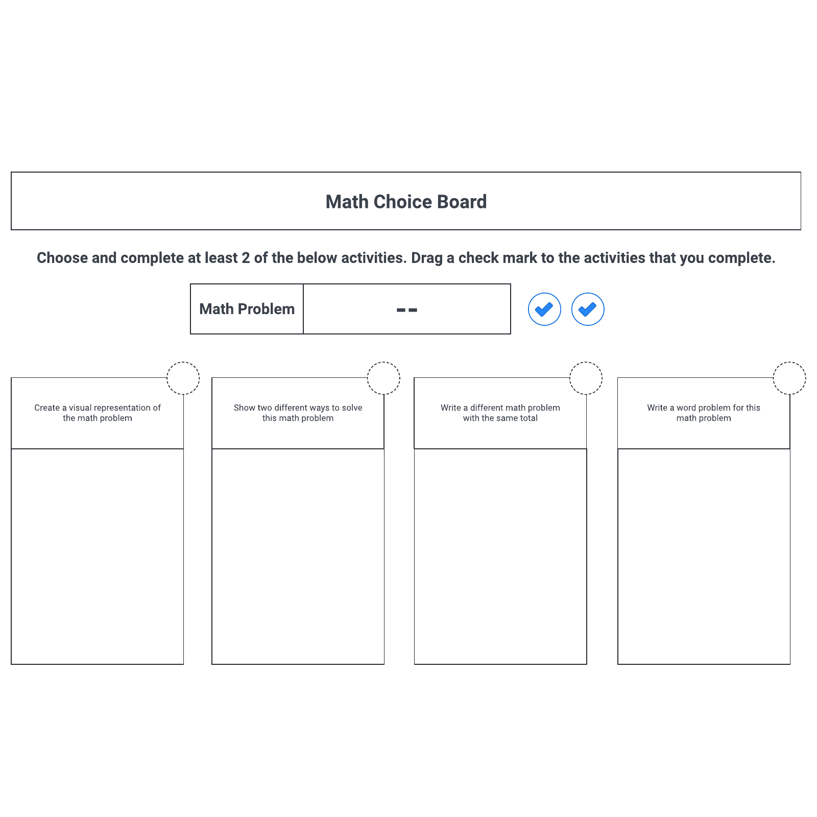 Math choice board example