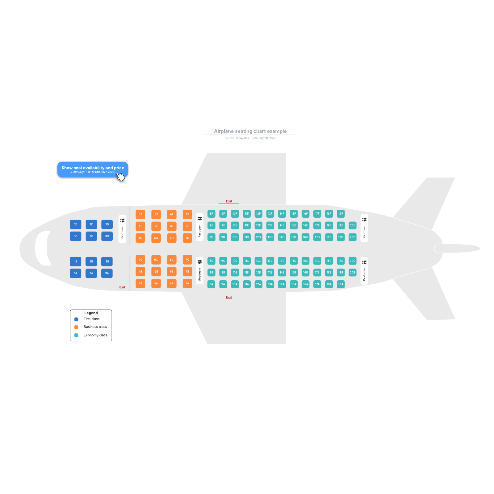 Airplane seating chart example Lucidchart