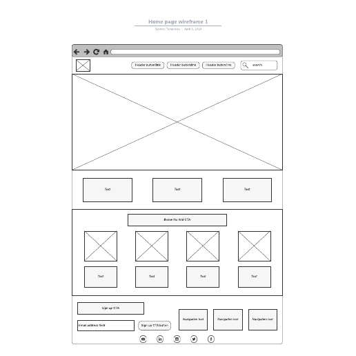 Go to Home page wireframe 1 template