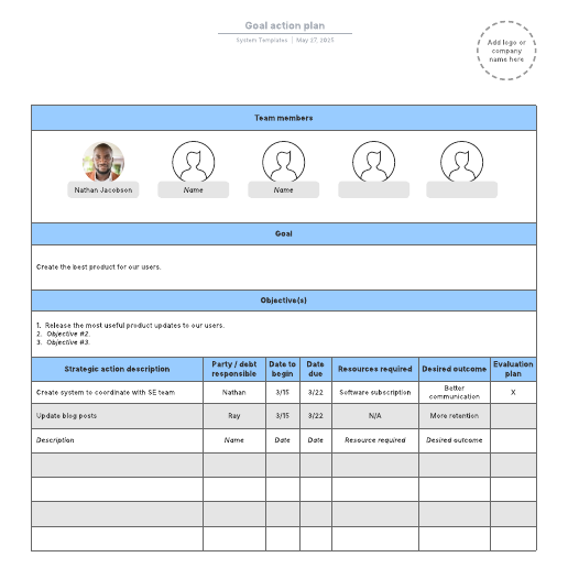 Go to Action plan template