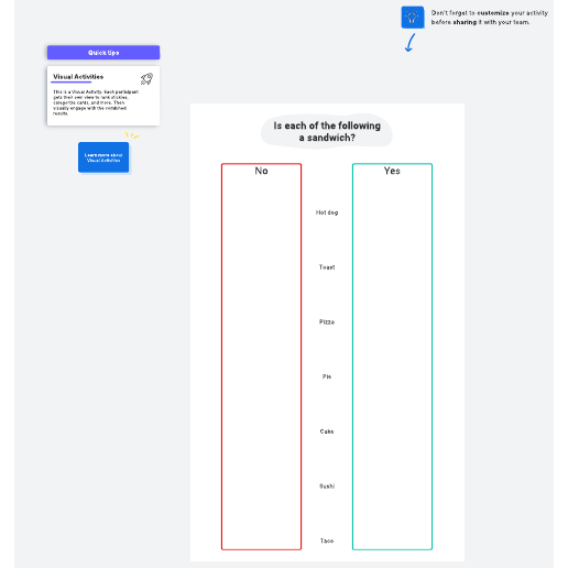 Go to Is it a sandwich? icebreaker activity template