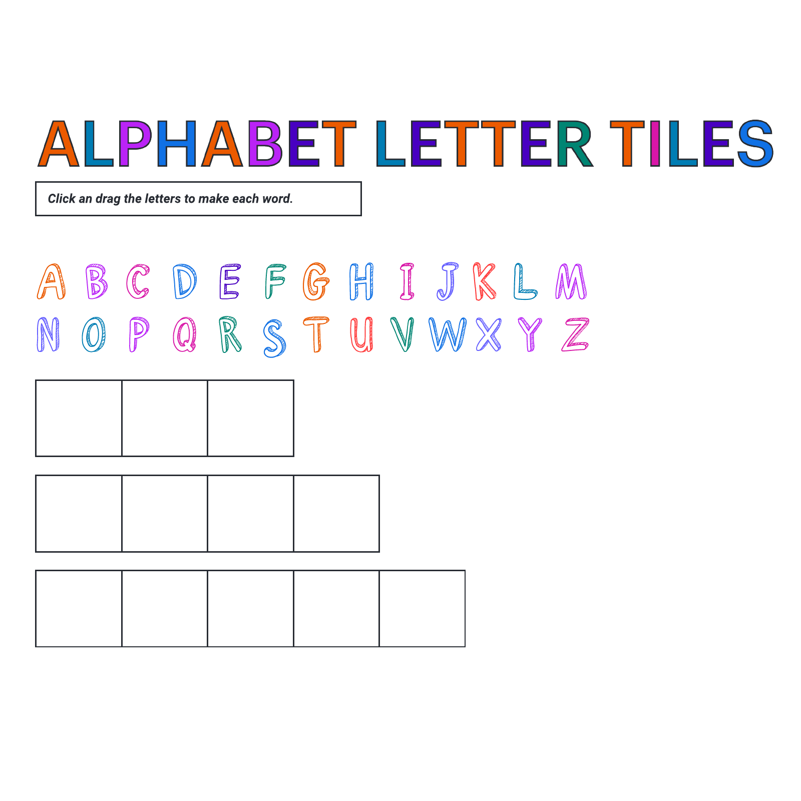 Alphabet letter tiles example