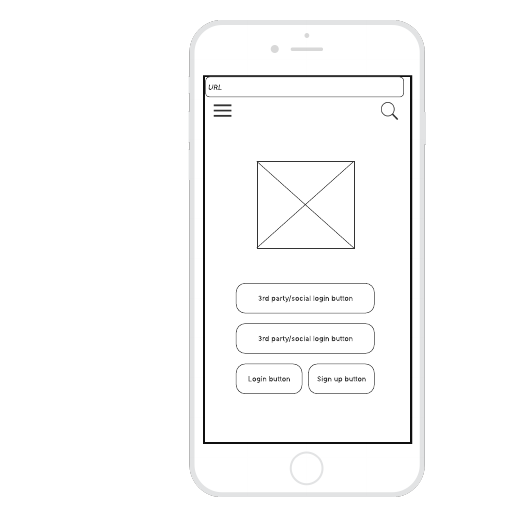 Go to Mobile login or sign-up page wireframe template