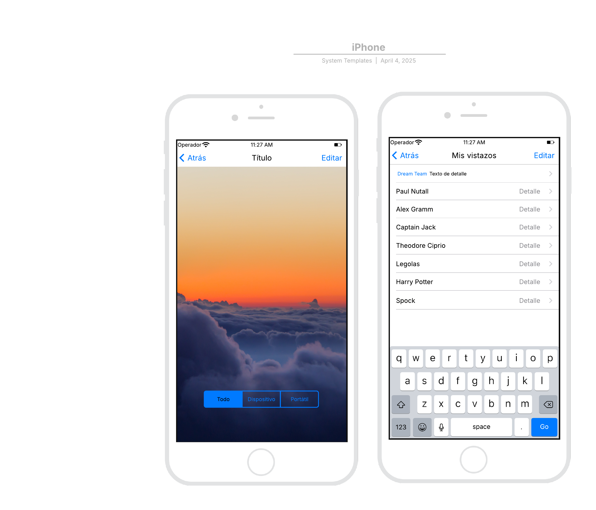 Esta plantilla de iPhone puede ayudarte a realizar lo siguiente:
 
 - Visualizar cómo se verá una aplicación o un sitio web para los usuarios de iPhone.
 - Identificar formas de optimizar la experiencia de usuario para iPhone.
 - Colaborar con colegas para crear diagramas de iPhone.
 
 Abre esta plantilla para ver un ejemplo detallado de un diagrama de iPhone que puedes personalizar según tu caso de uso.