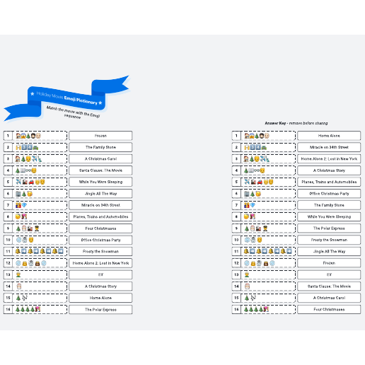 Go to Holiday Movie Emoji Pictionary template