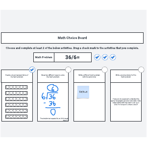 Math choice board example