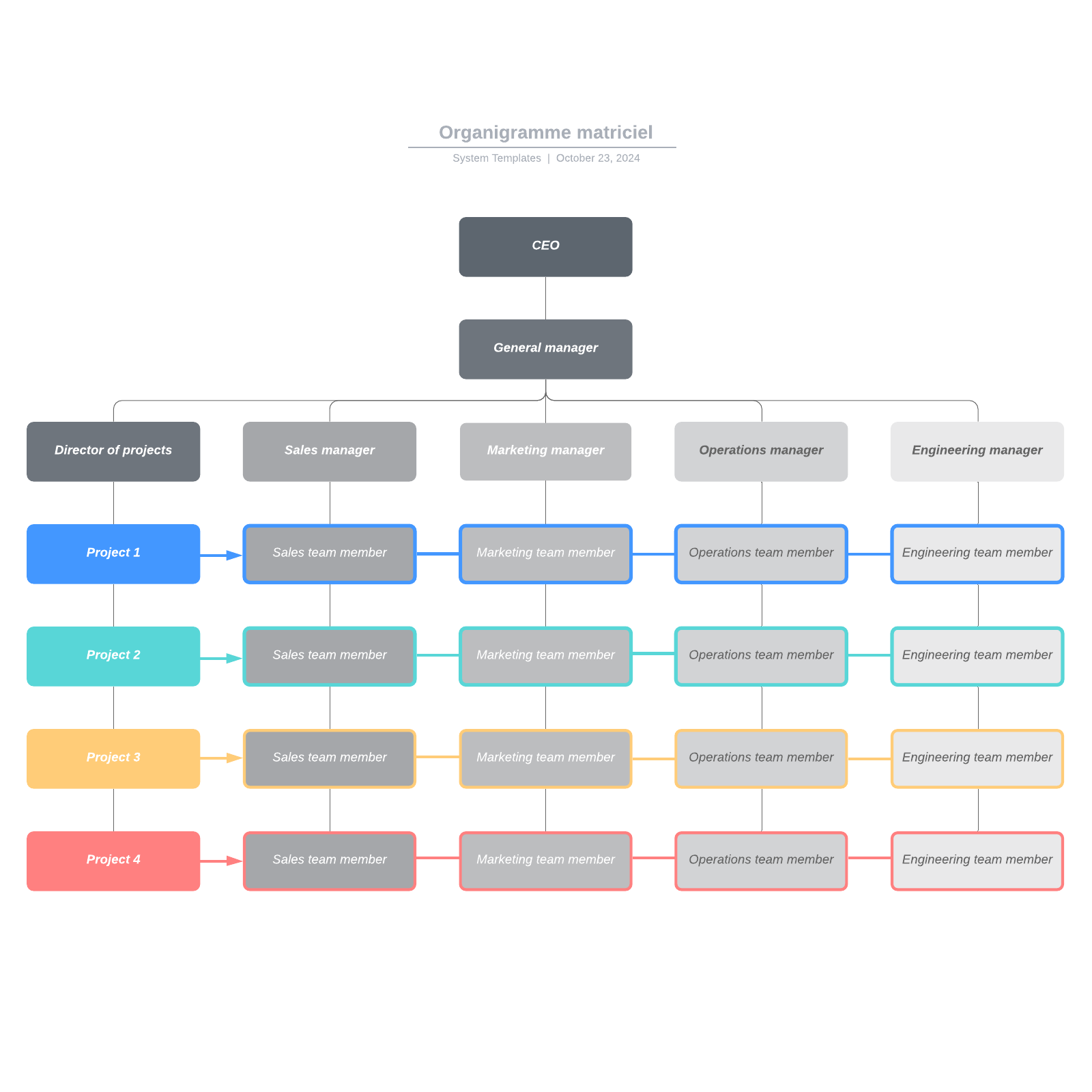 Exemple D'organigramme Matriciel Vierge | Lucidchart