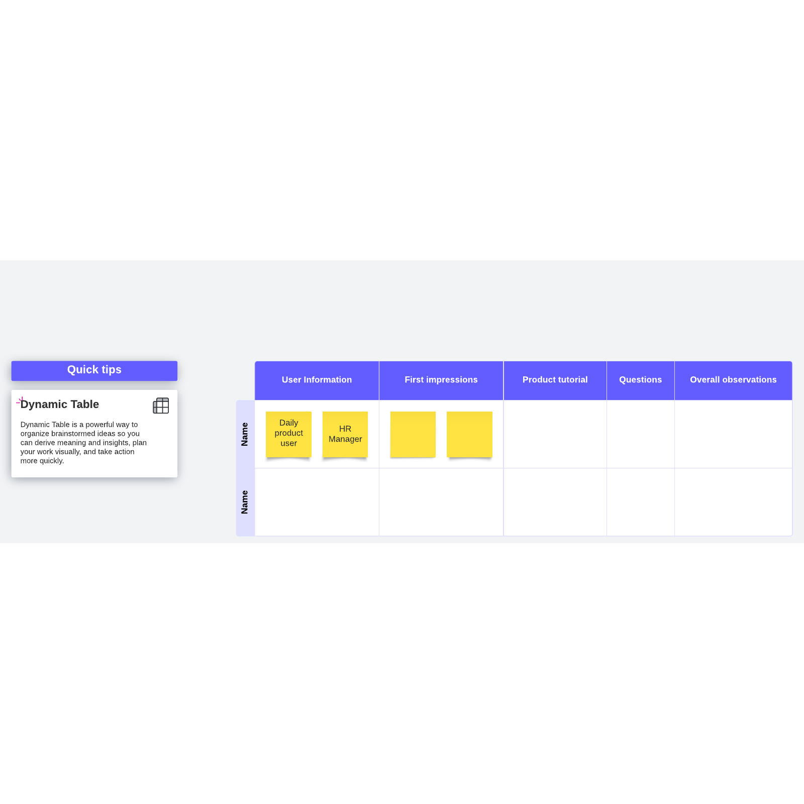 User research template