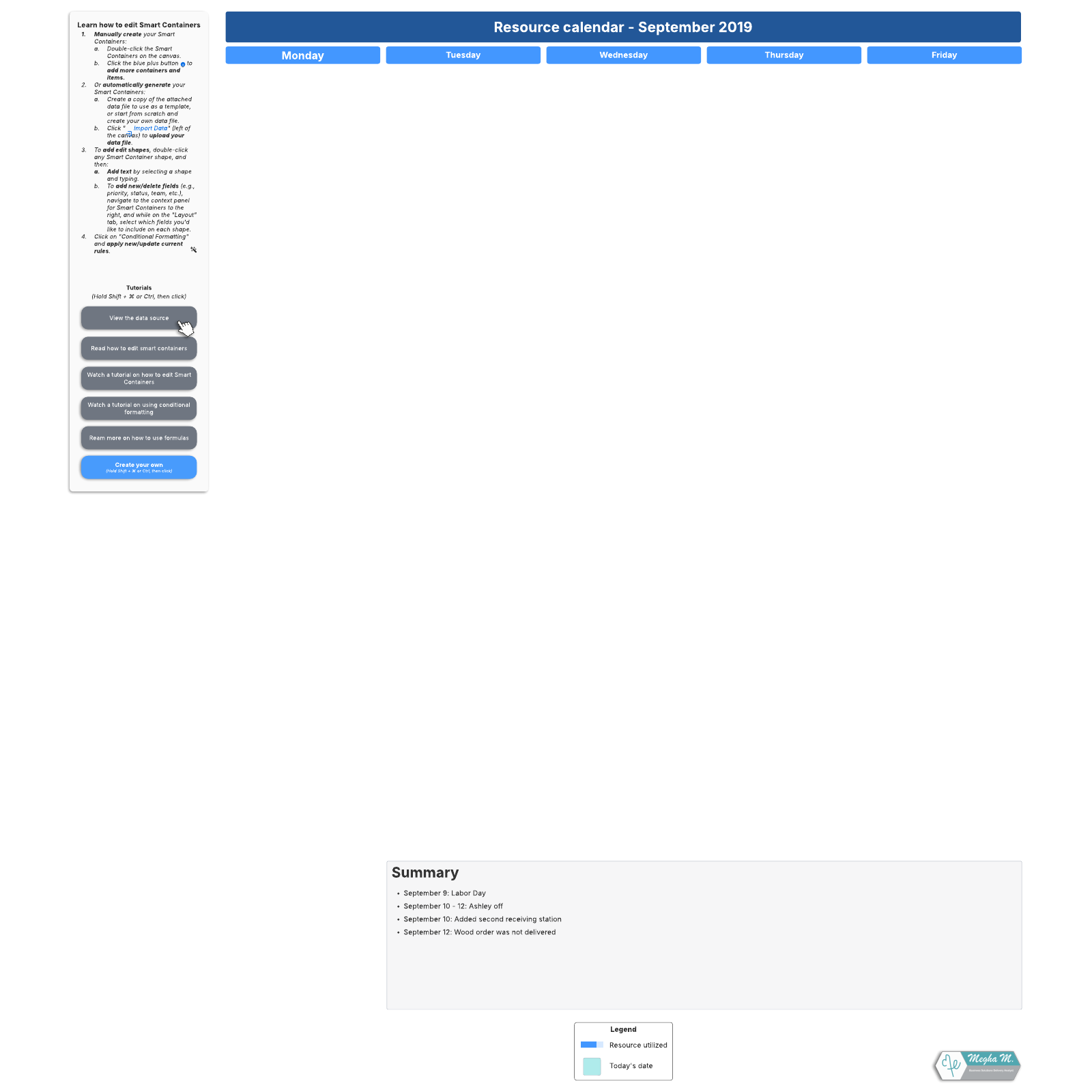 Resource calendar example example