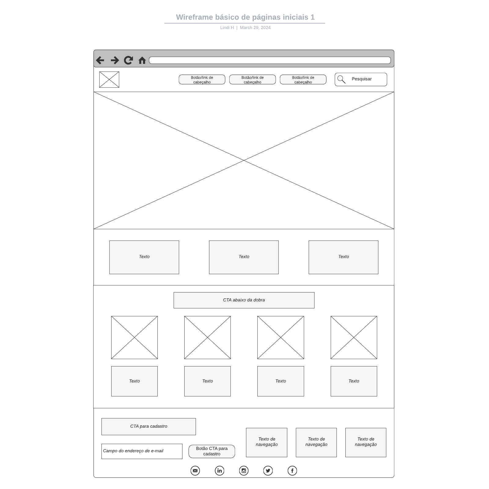 Wireframe básico de páginas iniciais 1 example