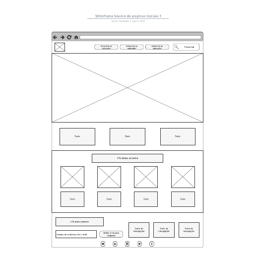 Ir para o modelo Wireframe básico de páginas iniciais 1