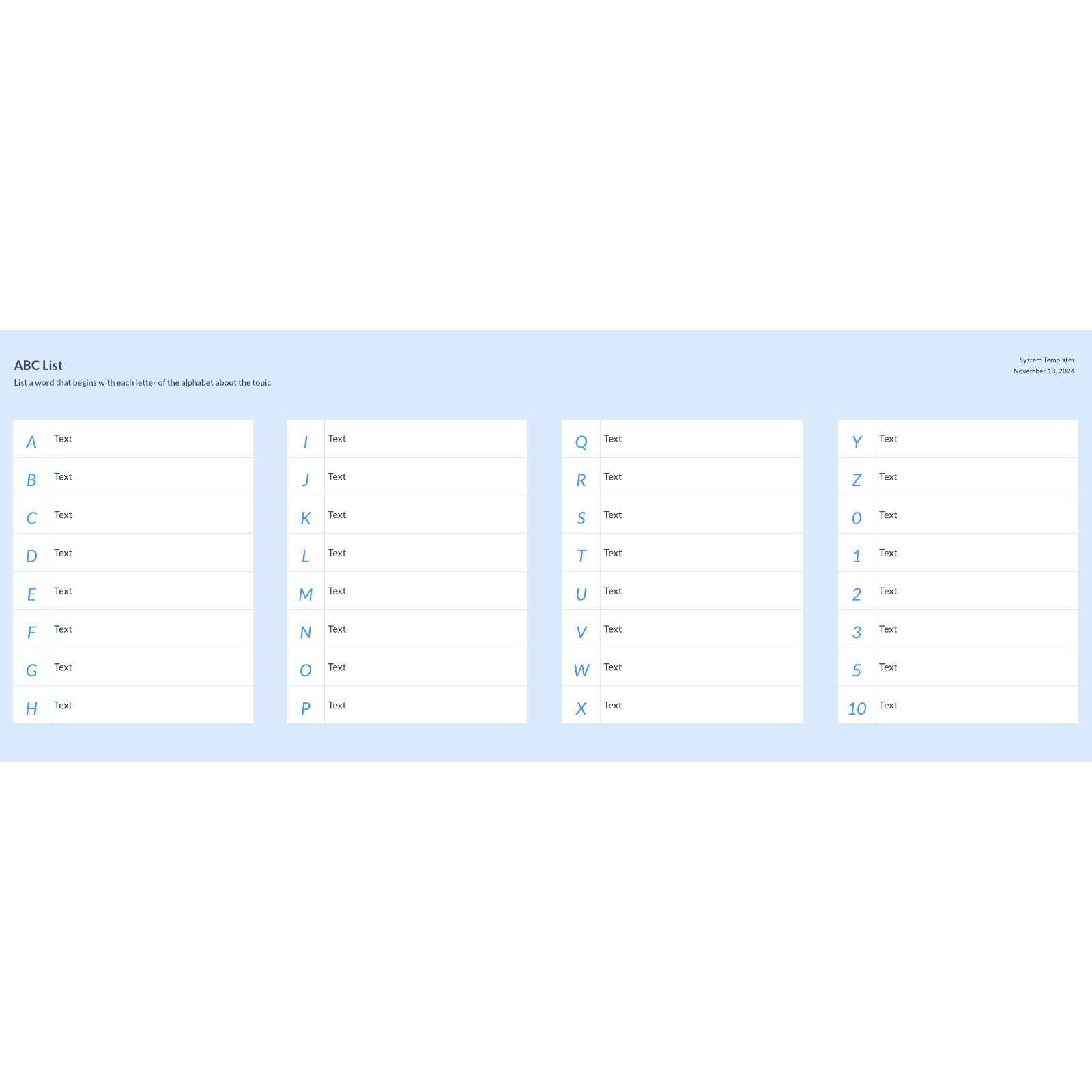 ABC list example