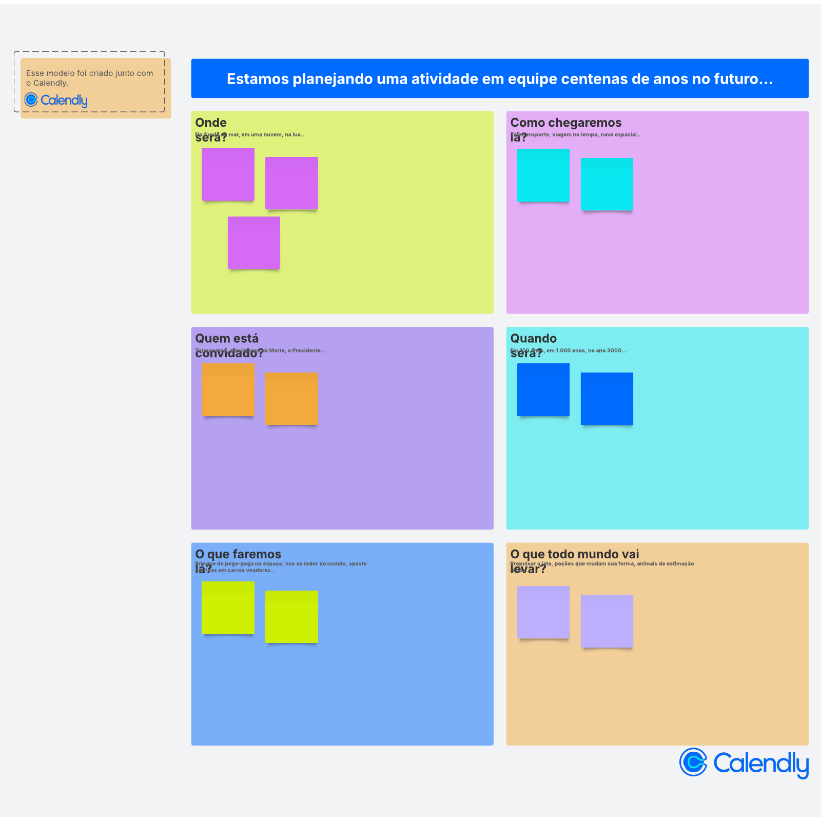 Atividade em equipe de quebra-gelo futurístico do Calendly