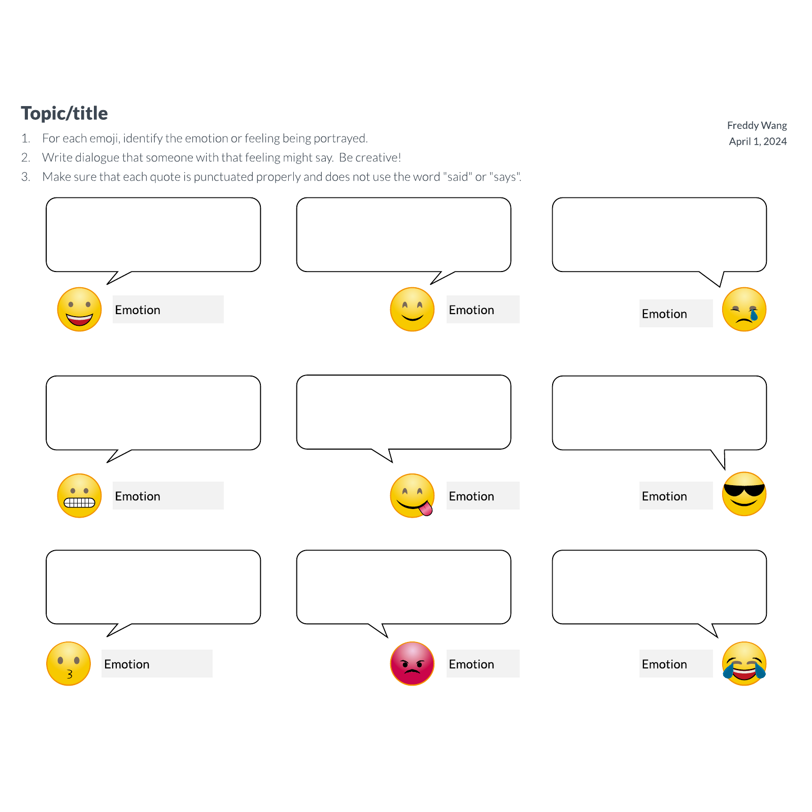 Emoji dialogue example