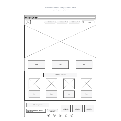 Ir a la plantilla Wireframe básico 1 de página de inicio