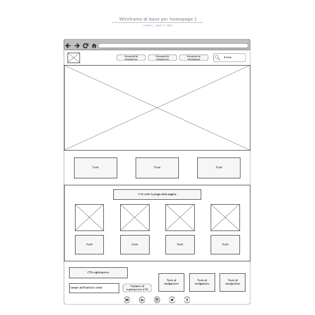 Go to Wireframe di base per homepage 1 template page