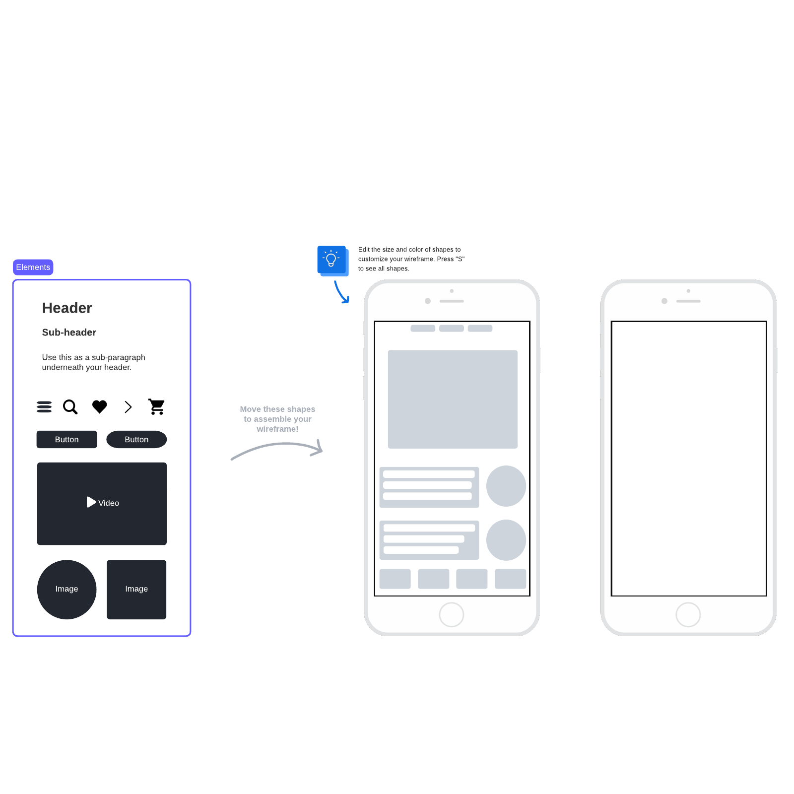 Mobile app wireframe template