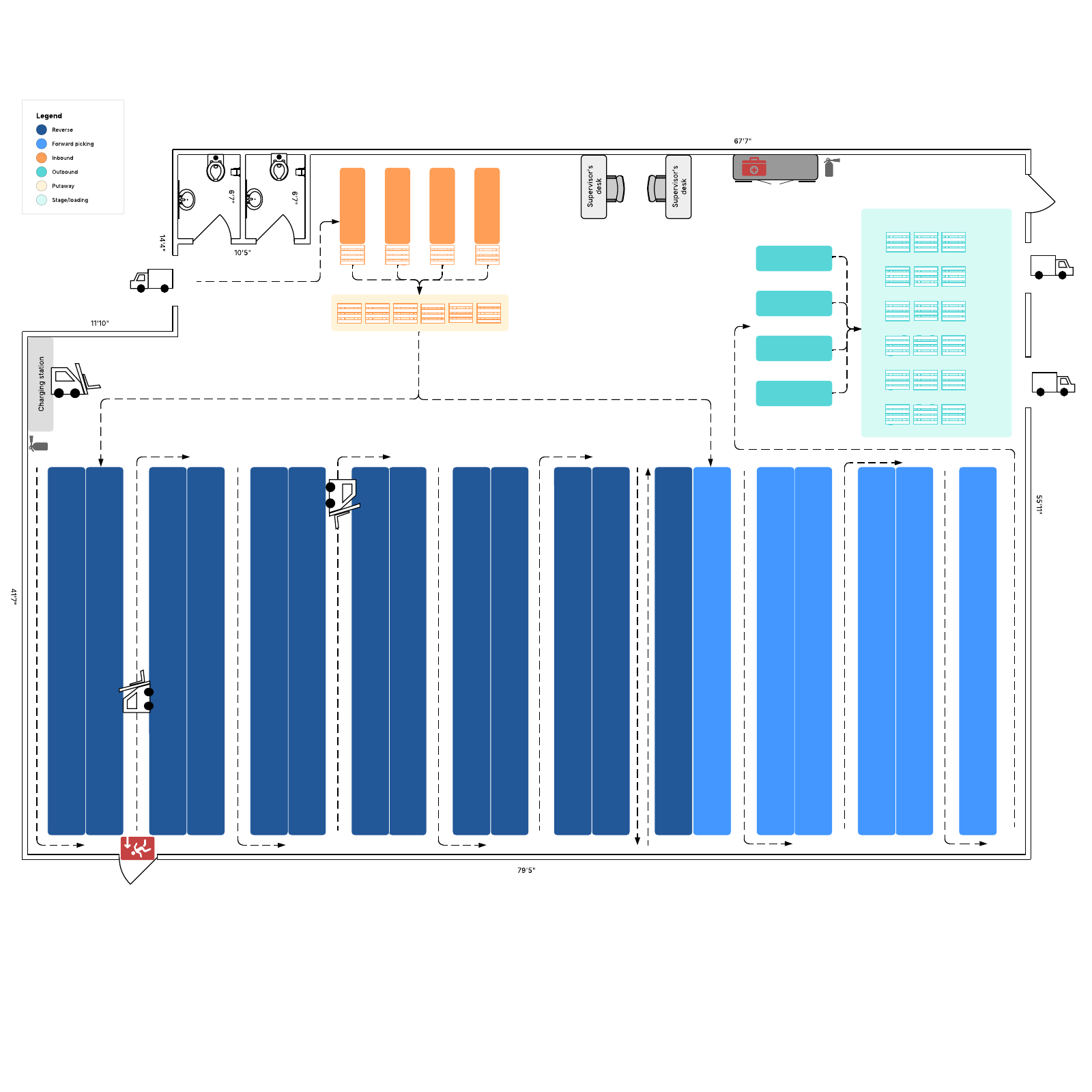 Warehouse floor plan example Lucidchart