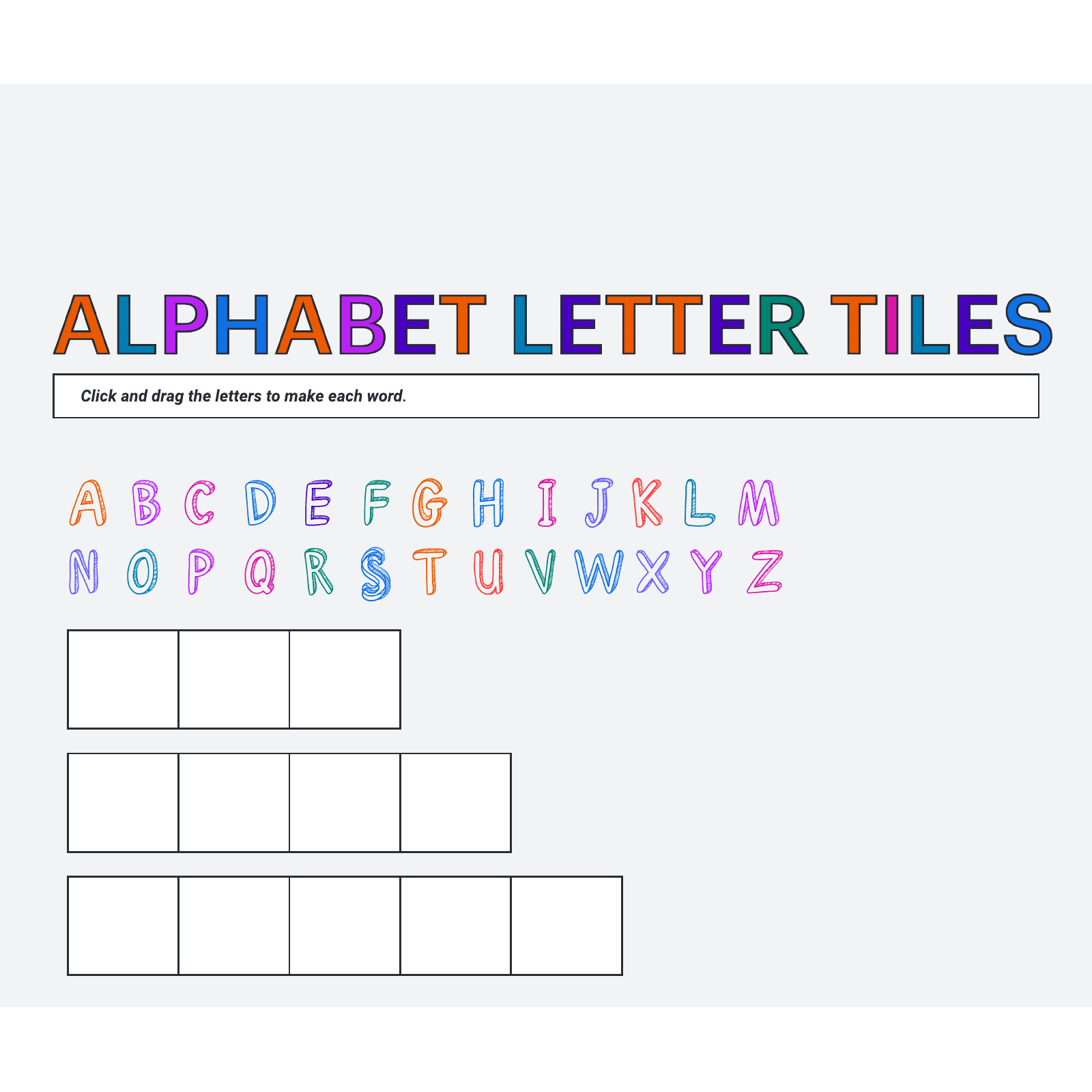 Color letter tiles example