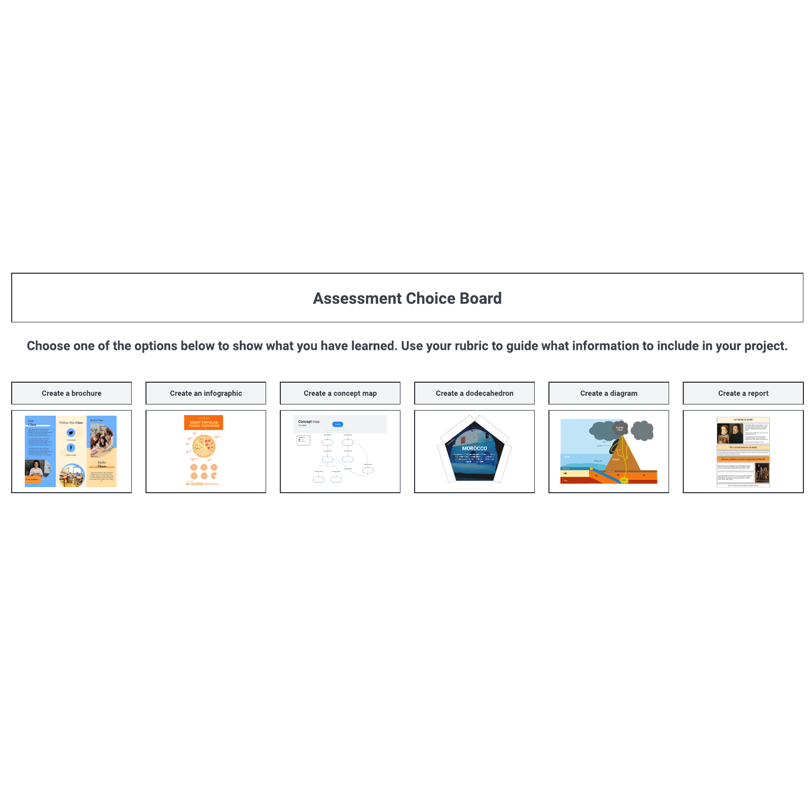 Assessment choice board example