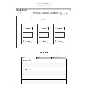 Pricing page wireframe