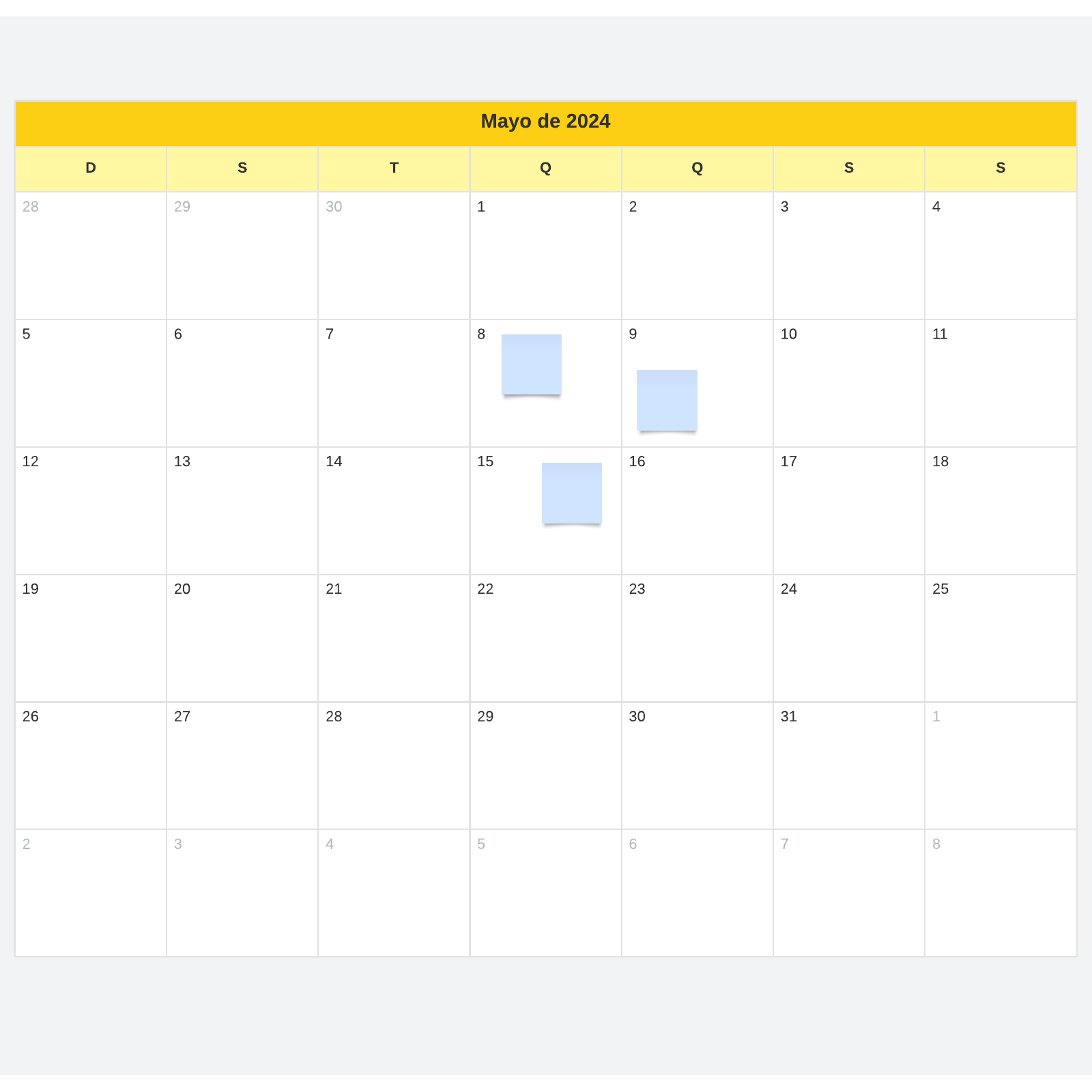 modelo de calendário mensal