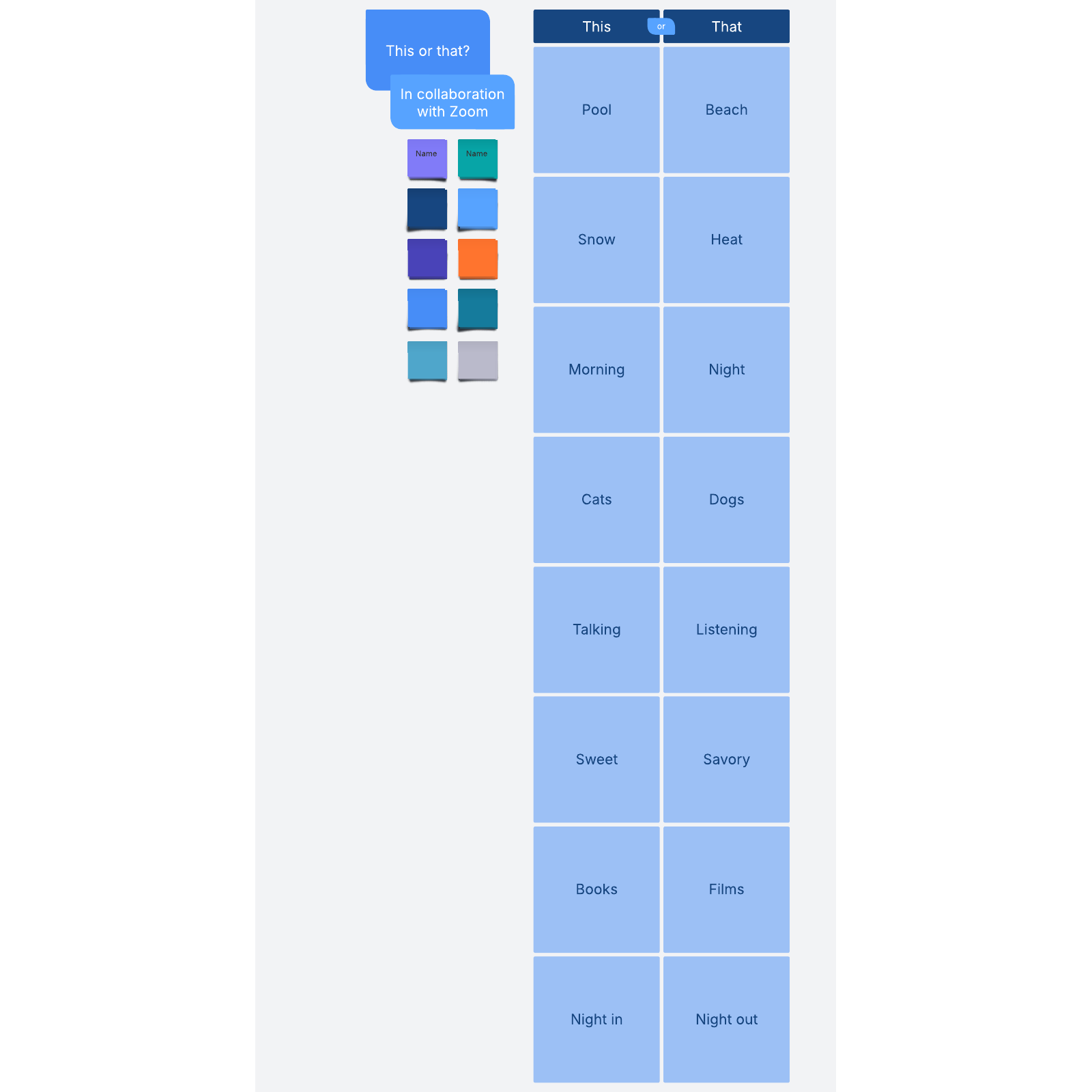 "This or that?" icebreaker activity template