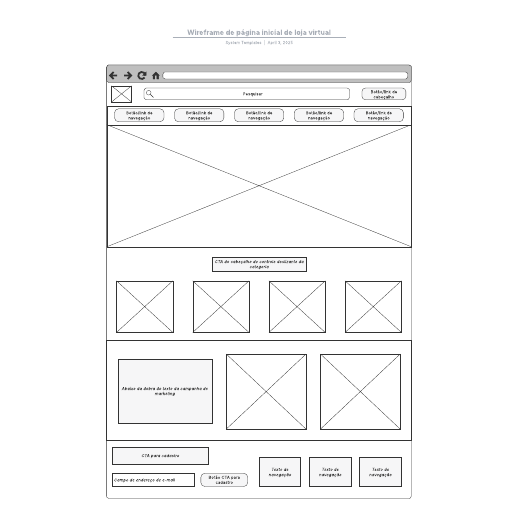 Go to Wireframe de página inicial de loja virtual template