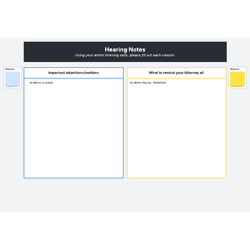 Go to Legal assistant hearing notes template