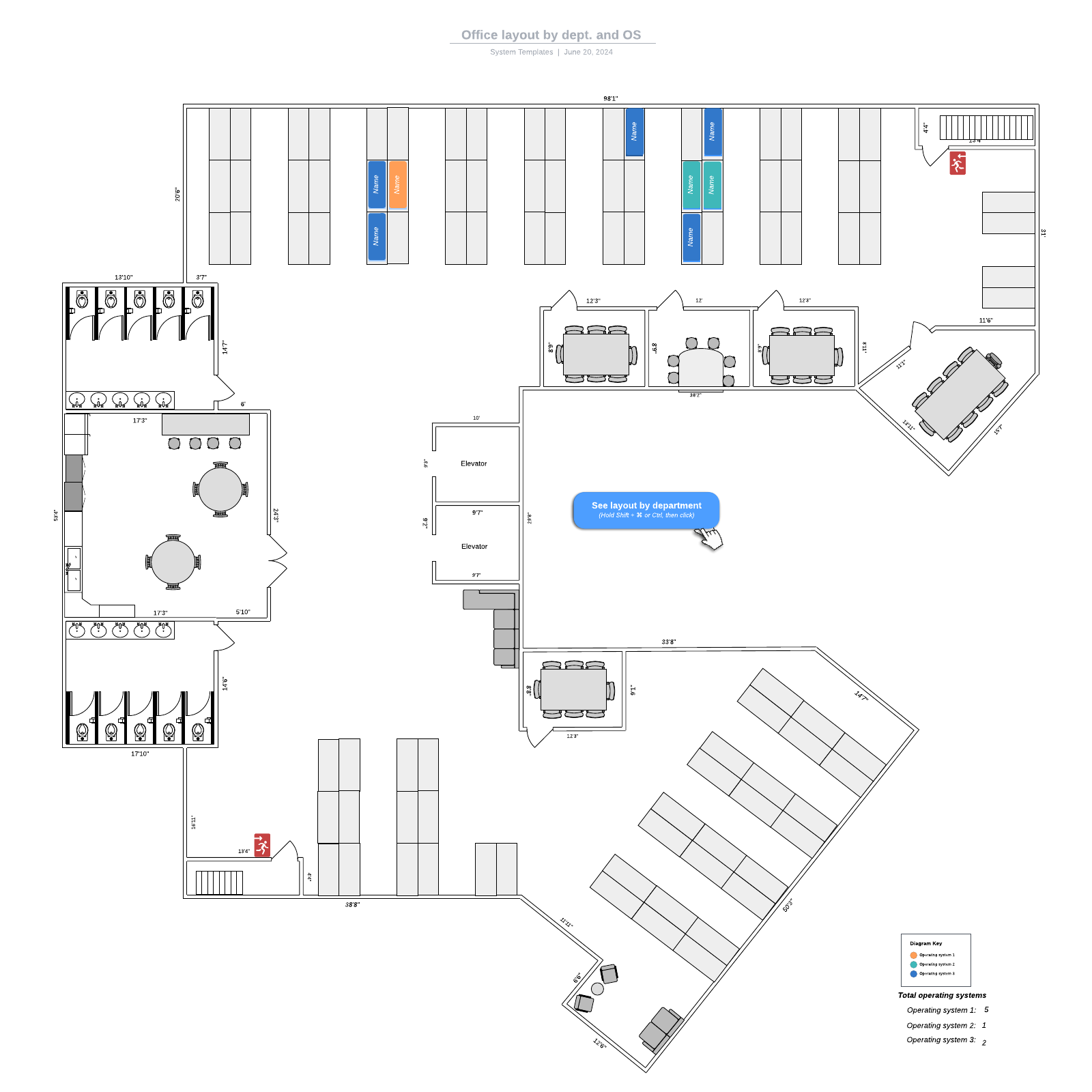 Office layout by dept. and OS example