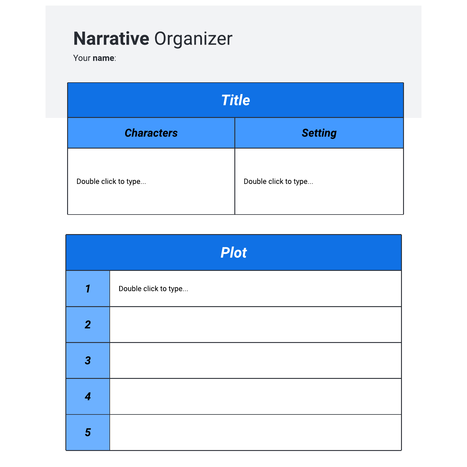 Narrative organizer example
